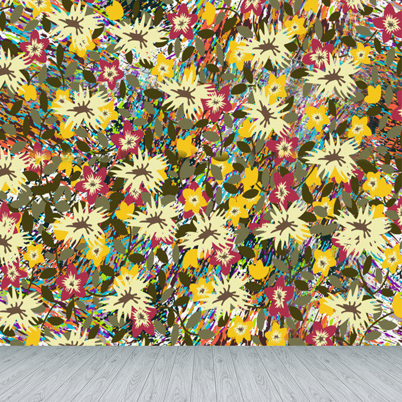 Various Floral Printed Mural Wallpaper Contemporary Non-Woven Fabric Wall Covering Clearhalo 'Wall Decor' 'Wall Mural' 1920973