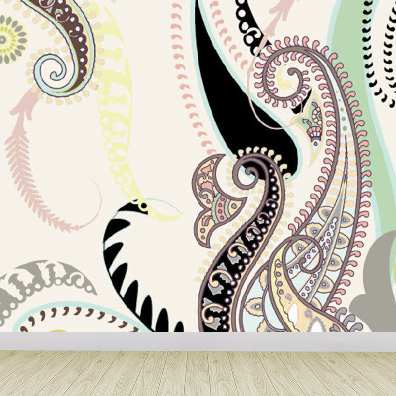 Various Floral Printed Mural Wallpaper Contemporary Non-Woven Fabric Wall Covering Yellow Clearhalo 'Wall Decor' 'Wall Mural' 1920976