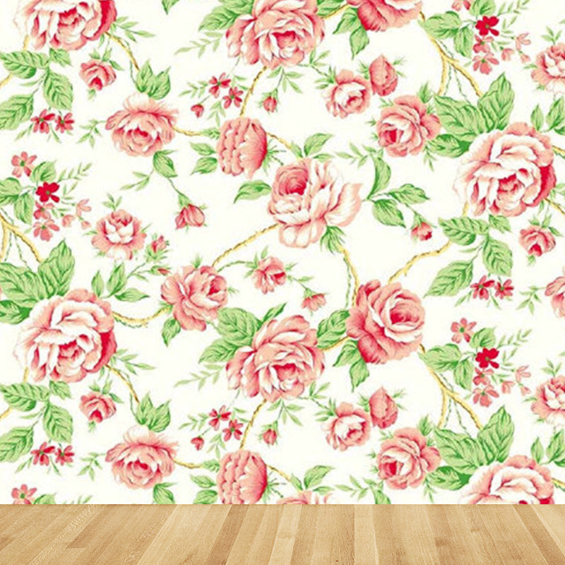 Vivid Floral Design Mural Decal Modern No-Woven Material Wall Decor in Light Color Clearhalo 'Wall Decor' 'Wall Mural' 1920982