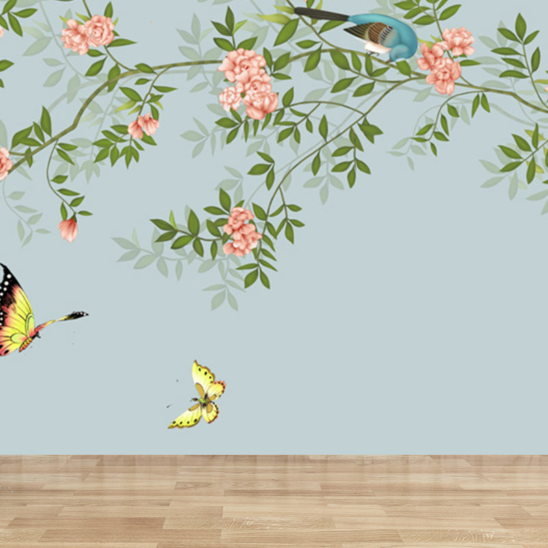 Vivid Floral Design Mural Decal Modern No-Woven Material Wall Decor in Light Color Clearhalo 'Wall Decor' 'Wall Mural' 1920988