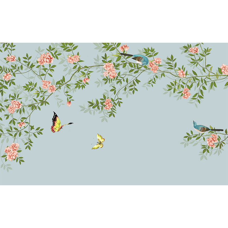 Vivid Floral Design Mural Decal Modern No-Woven Material Wall Decor in Light Color Clearhalo 'Wall Decor' 'Wall Mural' 1920989