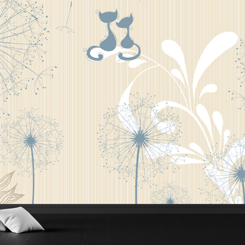 Vivid Floral Design Mural Decal Modern No-Woven Material Wall Decor in Light Color Clearhalo 'Wall Decor' 'Wall Mural' 1920992