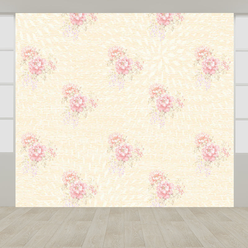 Vivid Floral Design Mural Decal Modern No-Woven Material Wall Decor in Light Color Light Pink Clearhalo 'Wall Decor' 'Wall Mural' 1920996