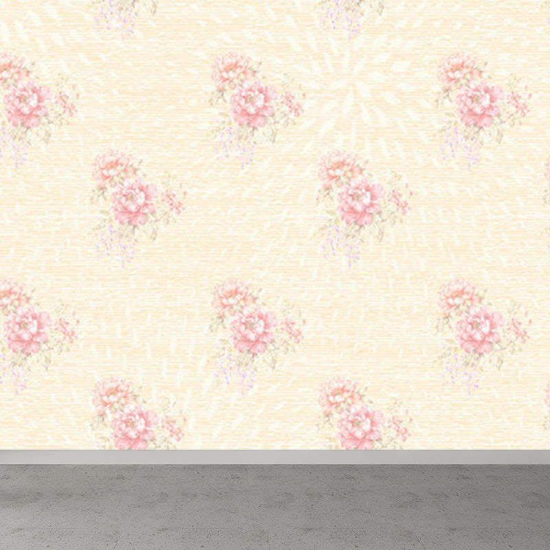 Vivid Floral Design Mural Decal Modern No-Woven Material Wall Decor in Light Color Clearhalo 'Wall Decor' 'Wall Mural' 1920997
