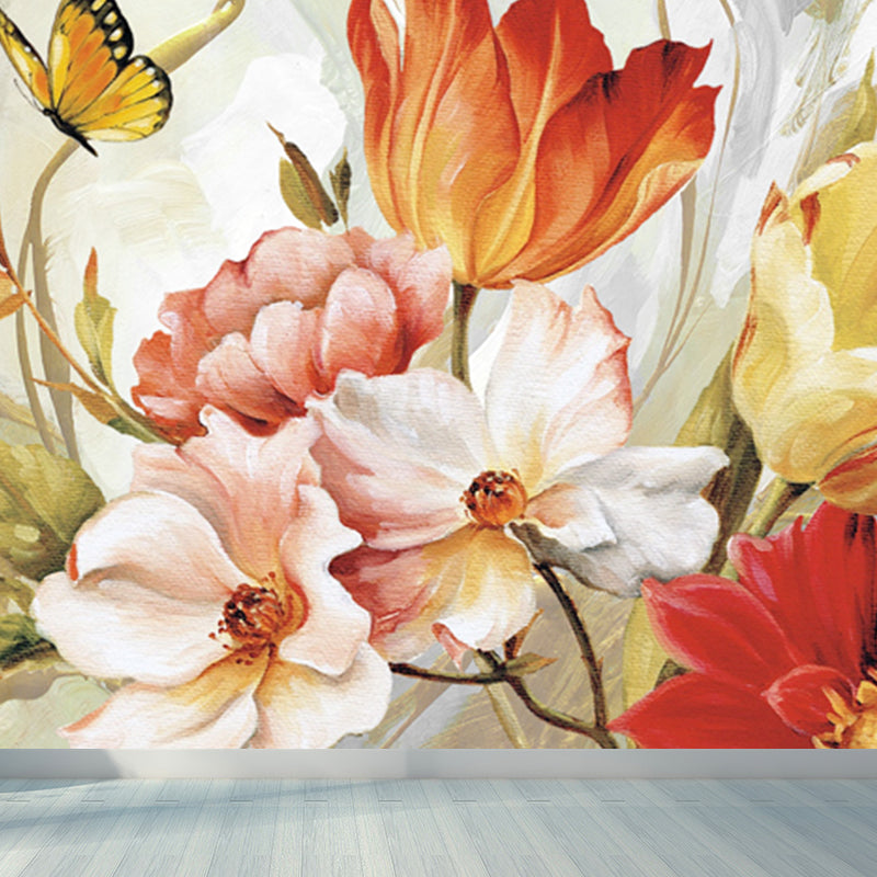 Flower Pattern Wall Mural Modern Decorative Dining Room Wall Covering, Custom Printed Clearhalo 'Wall Decor' 'Wall Mural' 1921018