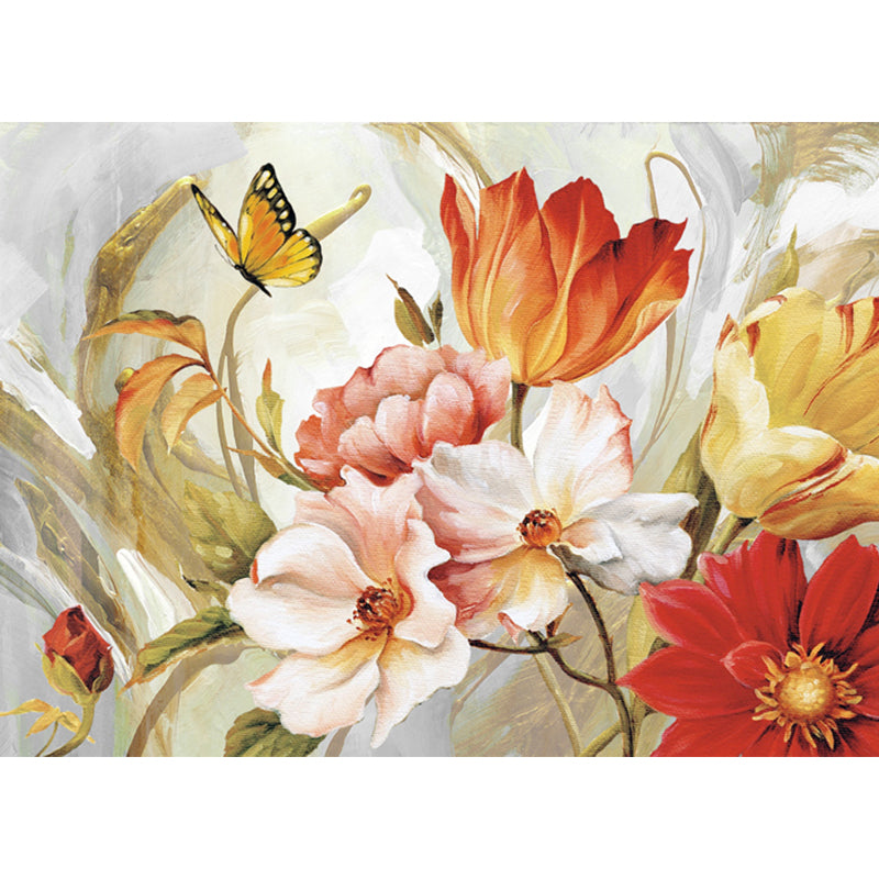 Flower Pattern Wall Mural Modern Decorative Dining Room Wall Covering, Custom Printed Clearhalo 'Wall Decor' 'Wall Mural' 1921019