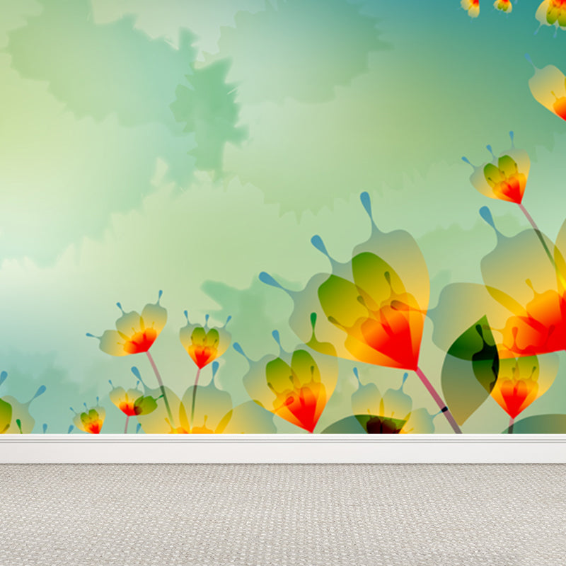 Flower Pattern Wall Mural Modern Decorative Dining Room Wall Covering, Custom Printed Clearhalo 'Wall Decor' 'Wall Mural' 1921022