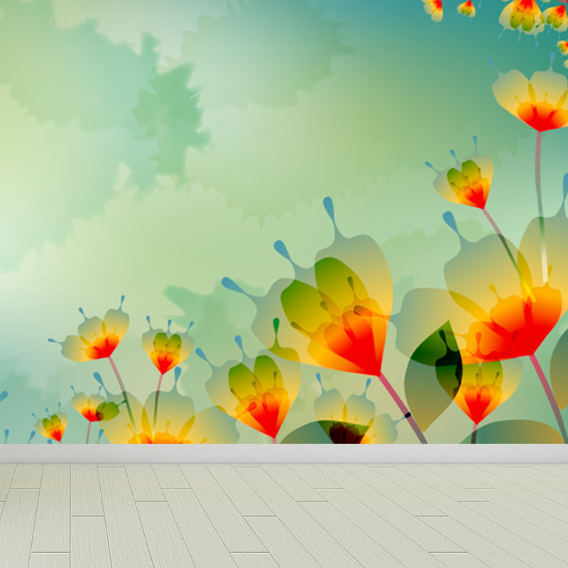 Flower Pattern Wall Mural Modern Decorative Dining Room Wall Covering, Custom Printed Clearhalo 'Wall Decor' 'Wall Mural' 1921023