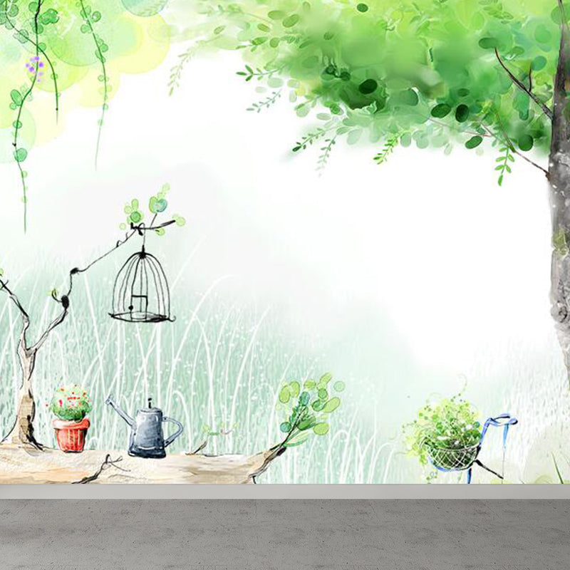 Botanical Mural Wallpaper Pastel Color Contemporary Wall Covering for Living Room Green Clearhalo 'Wall Decor' 'Wall Mural' 1921031