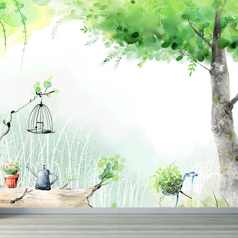 Botanical Mural Wallpaper Pastel Color Contemporary Wall Covering for Living Room Clearhalo 'Wall Decor' 'Wall Mural' 1921032