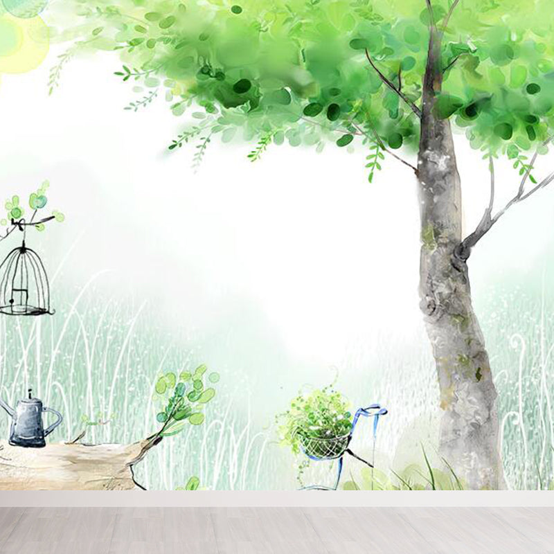 Botanical Mural Wallpaper Pastel Color Contemporary Wall Covering for Living Room Clearhalo 'Wall Decor' 'Wall Mural' 1921033