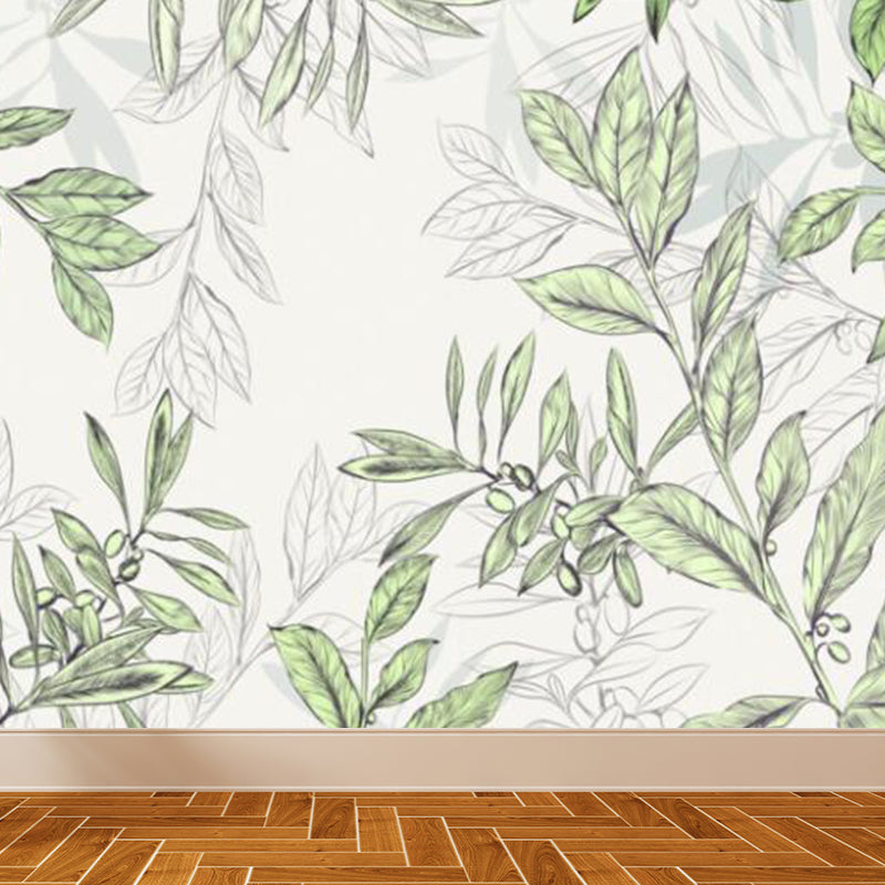 Botanical Mural Wallpaper Pastel Color Contemporary Wall Covering for Living Room Clearhalo 'Wall Decor' 'Wall Mural' 1921038