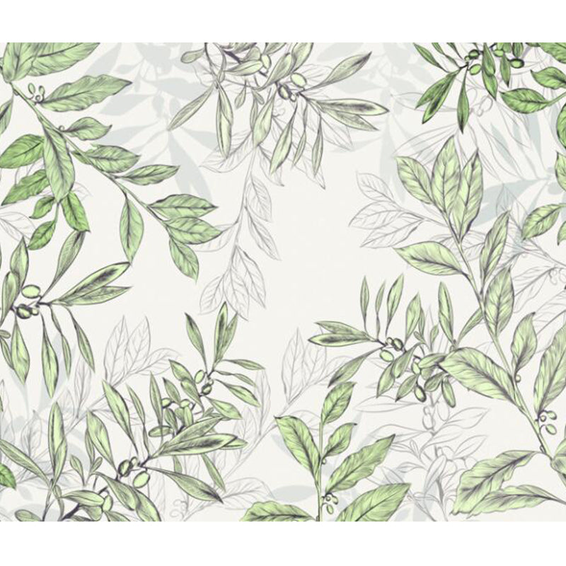 Botanical Mural Wallpaper Pastel Color Contemporary Wall Covering for Living Room Clearhalo 'Wall Decor' 'Wall Mural' 1921039