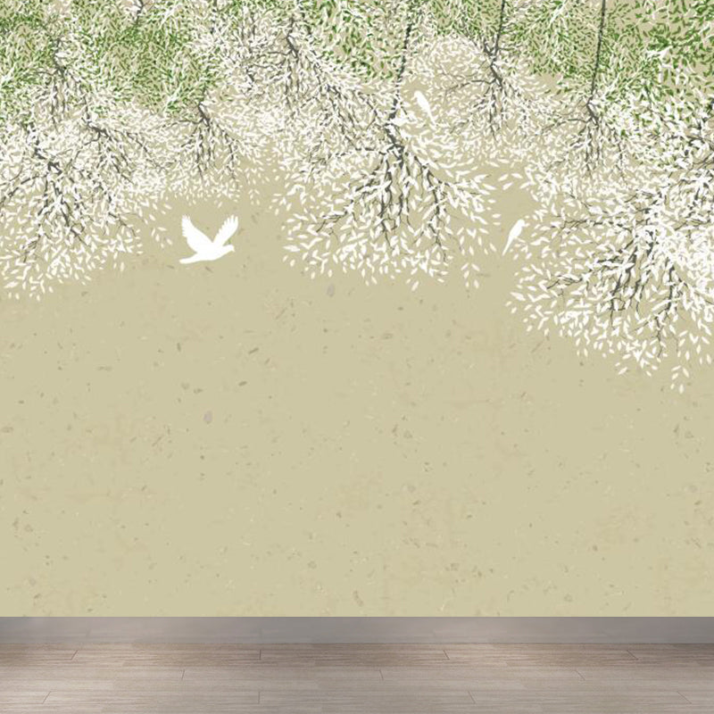 Botanical Mural Wallpaper Pastel Color Contemporary Wall Covering for Living Room Light Coffee Clearhalo 'Wall Decor' 'Wall Mural' 1921041