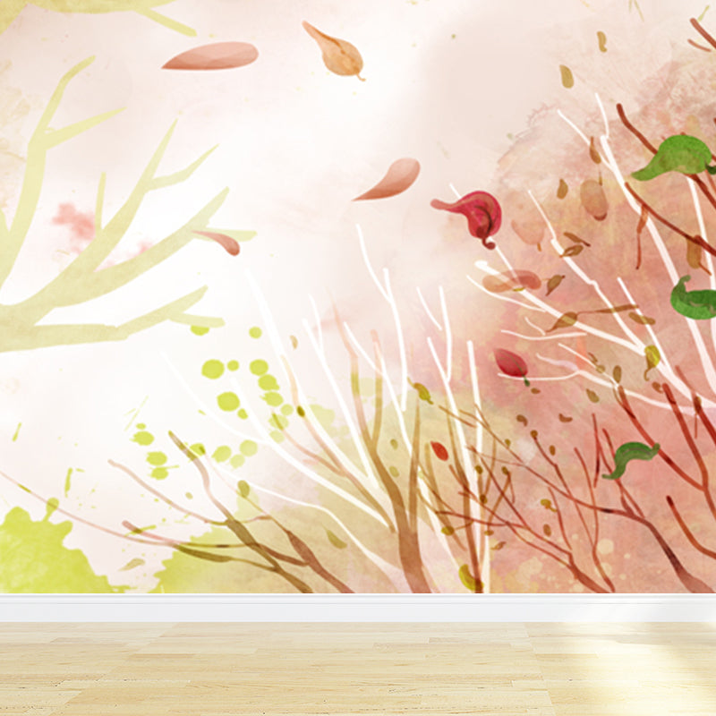 Botanical Mural Wallpaper Pastel Color Contemporary Wall Covering for Living Room Brown Clearhalo 'Wall Decor' 'Wall Mural' 1921046