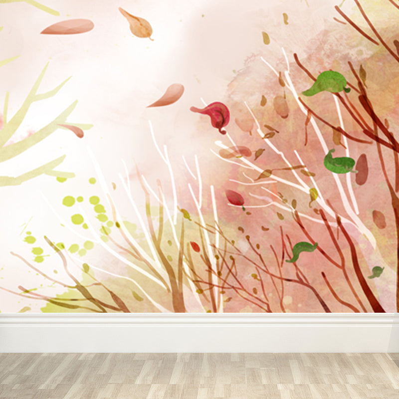 Botanical Mural Wallpaper Pastel Color Contemporary Wall Covering for Living Room Clearhalo 'Wall Decor' 'Wall Mural' 1921047