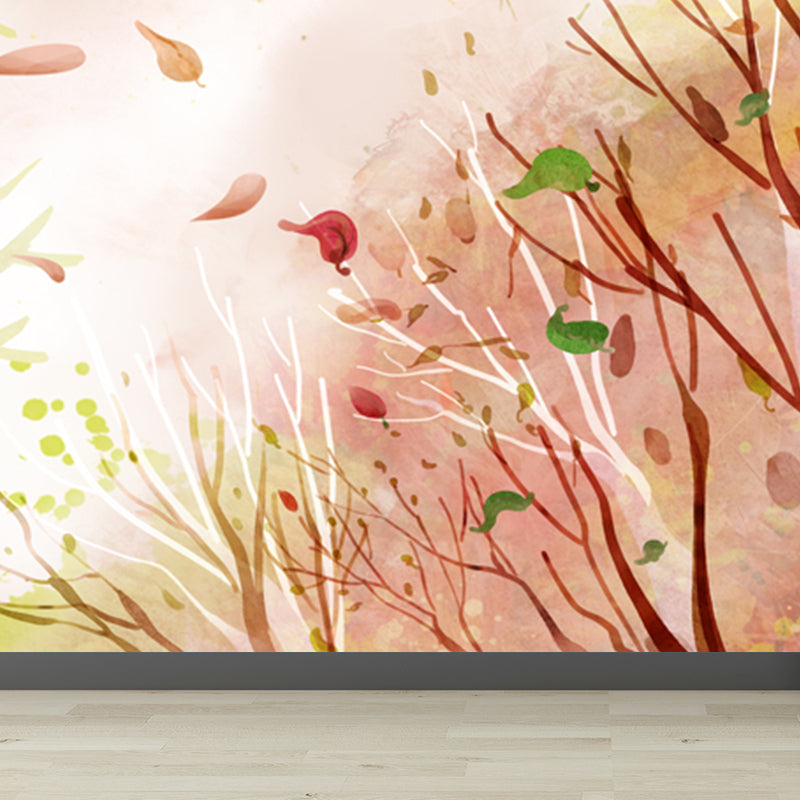 Botanical Mural Wallpaper Pastel Color Contemporary Wall Covering for Living Room Clearhalo 'Wall Decor' 'Wall Mural' 1921048