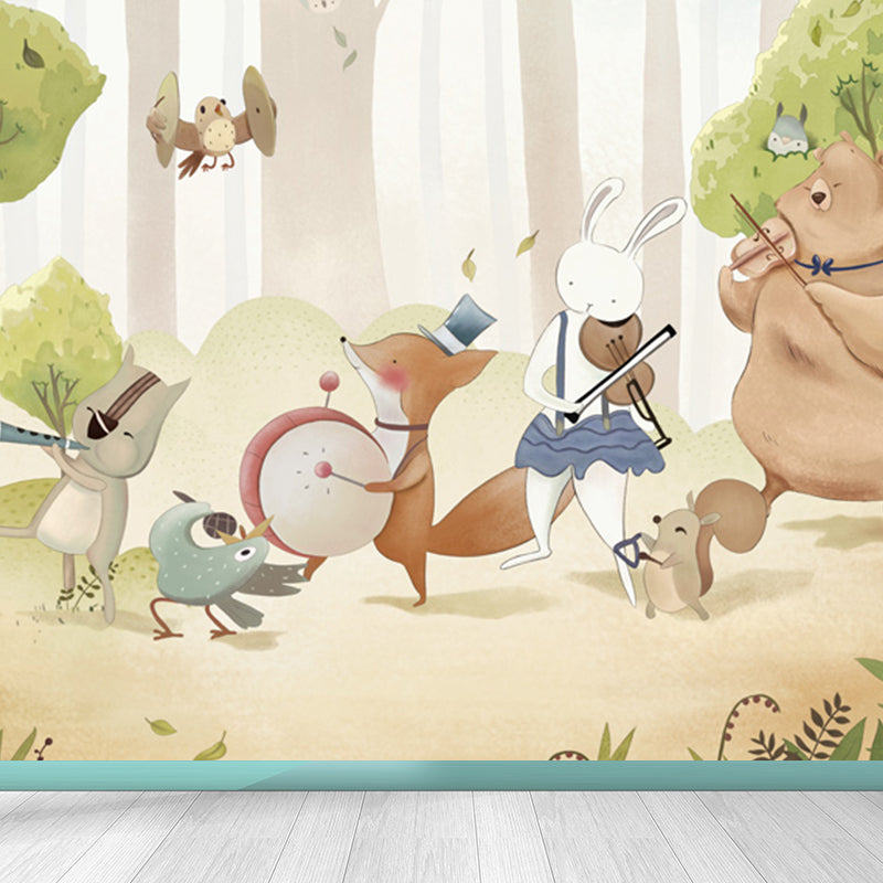 Non-Woven Decorative Mural Children's Art Cartoon Animals Wall Decor, Custom Printed Clearhalo 'Wall Decor' 'Wall Mural' 1921067