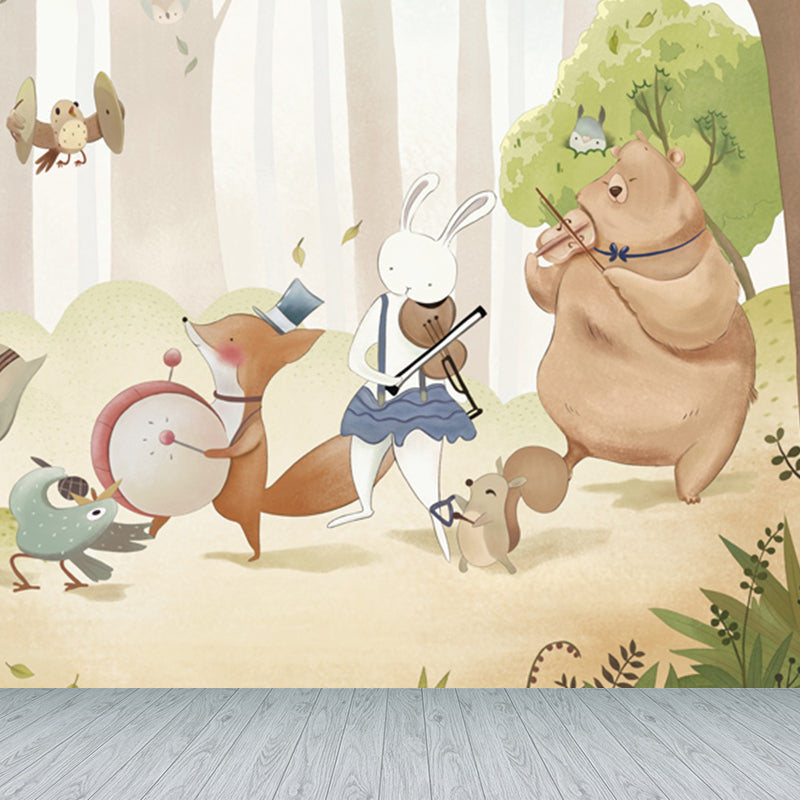 Non-Woven Decorative Mural Children's Art Cartoon Animals Wall Decor, Custom Printed Clearhalo 'Wall Decor' 'Wall Mural' 1921068