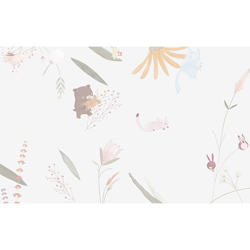 Non-Woven Decorative Mural Children's Art Cartoon Animals Wall Decor, Custom Printed Clearhalo 'Wall Decor' 'Wall Mural' 1921079