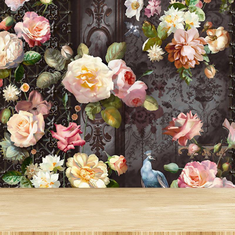 Contemporary Flower Print Mural Pastel Color Florentine Wall Art, Made to Measure Clearhalo 'Wall Decor' 'Wall Mural' 1921107