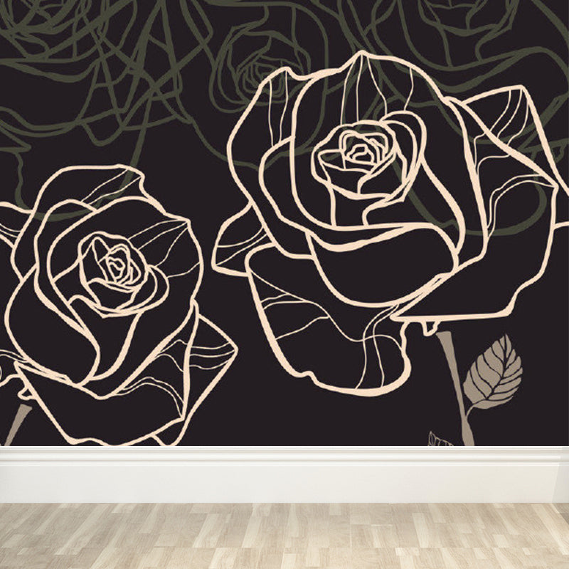 Contemporary Flower Print Mural Pastel Color Florentine Wall Art, Made to Measure Clearhalo 'Wall Decor' 'Wall Mural' 1921112