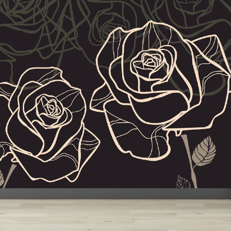 Contemporary Flower Print Mural Pastel Color Florentine Wall Art, Made to Measure Clearhalo 'Wall Decor' 'Wall Mural' 1921113