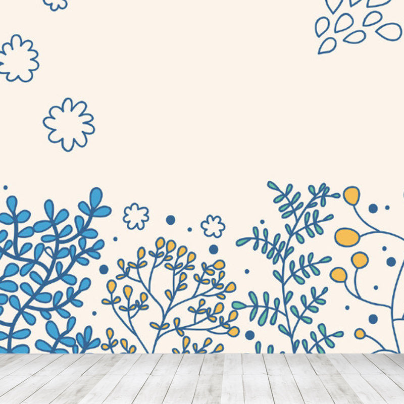 Contemporary Flower Print Mural Pastel Color Florentine Wall Art, Made to Measure Clearhalo 'Wall Decor' 'Wall Mural' 1921117