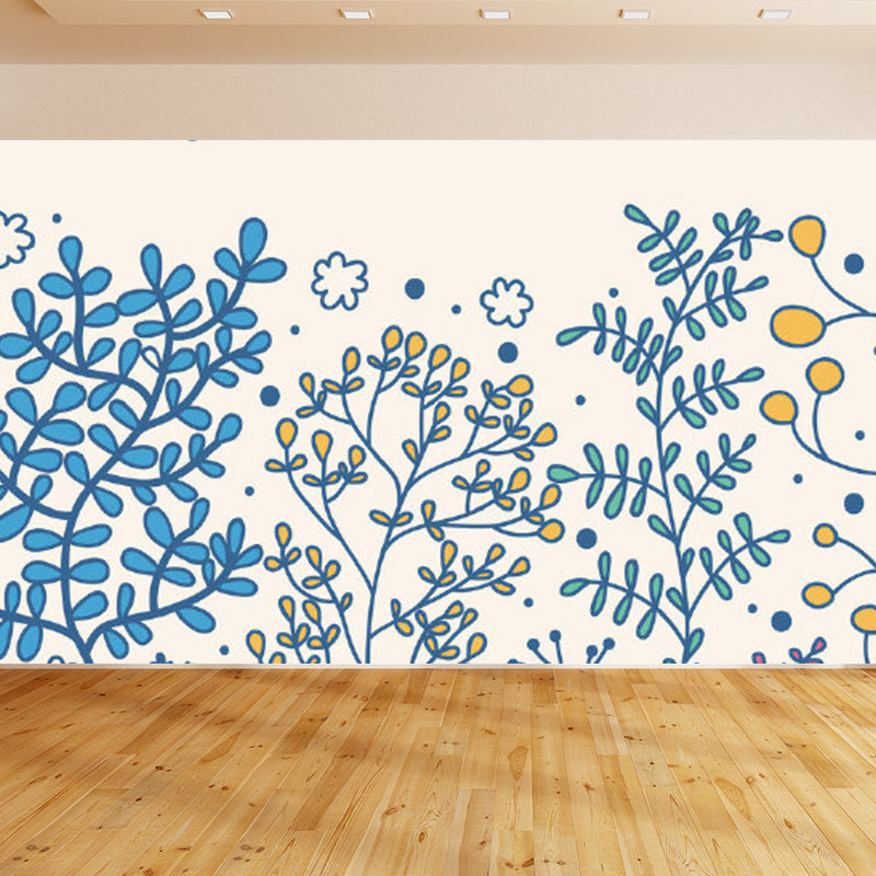 Contemporary Flower Print Mural Pastel Color Florentine Wall Art, Made to Measure Clearhalo 'Wall Decor' 'Wall Mural' 1921118