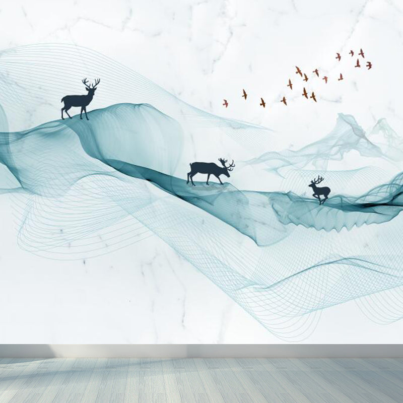 Stain Resistant Abstract Pattern Mural Non-Woven Modern Wall Decor for Girls Room White Clearhalo 'Wall Decor' 'Wall Mural' 1921136