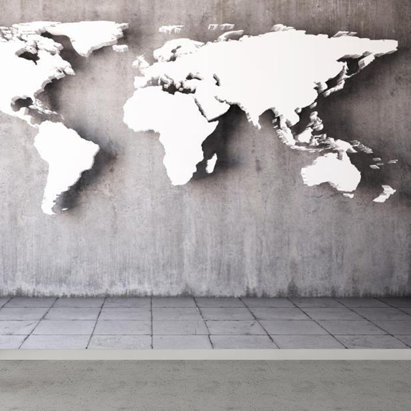 3D Computer Graphics Mural Decal Novelty Non-Woven Textured Wall Covering in Soft Color Grey custom Clearhalo 'Wall Decor' 'Wall Mural' 1921228