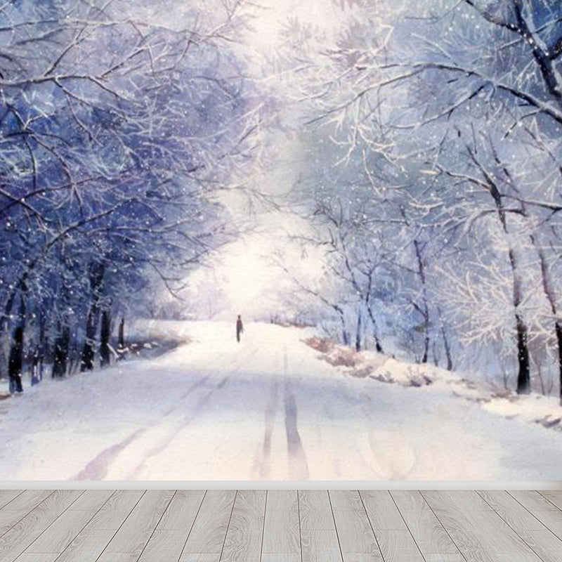 Novelty 3D Design Mural Decal Light Color Waterproofing Wall Decor for Dining Room Gray Blue Clearhalo 'Wall Decor' 'Wall Mural' 1921311