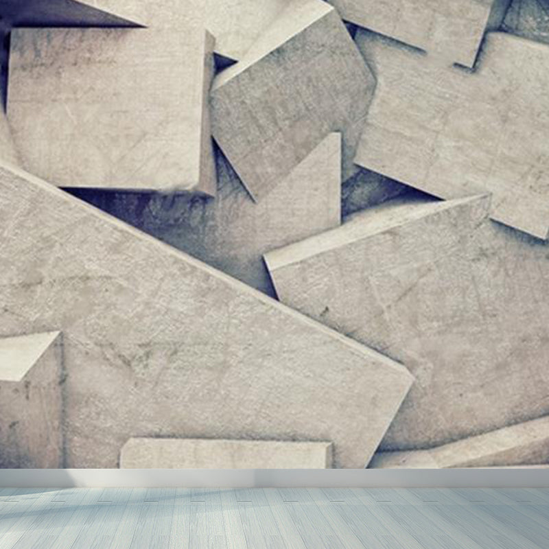 Novelty 3D Design Mural Decal Light Color Waterproofing Wall Decor for Dining Room Dark Gray Clearhalo 'Wall Decor' 'Wall Mural' 1921316