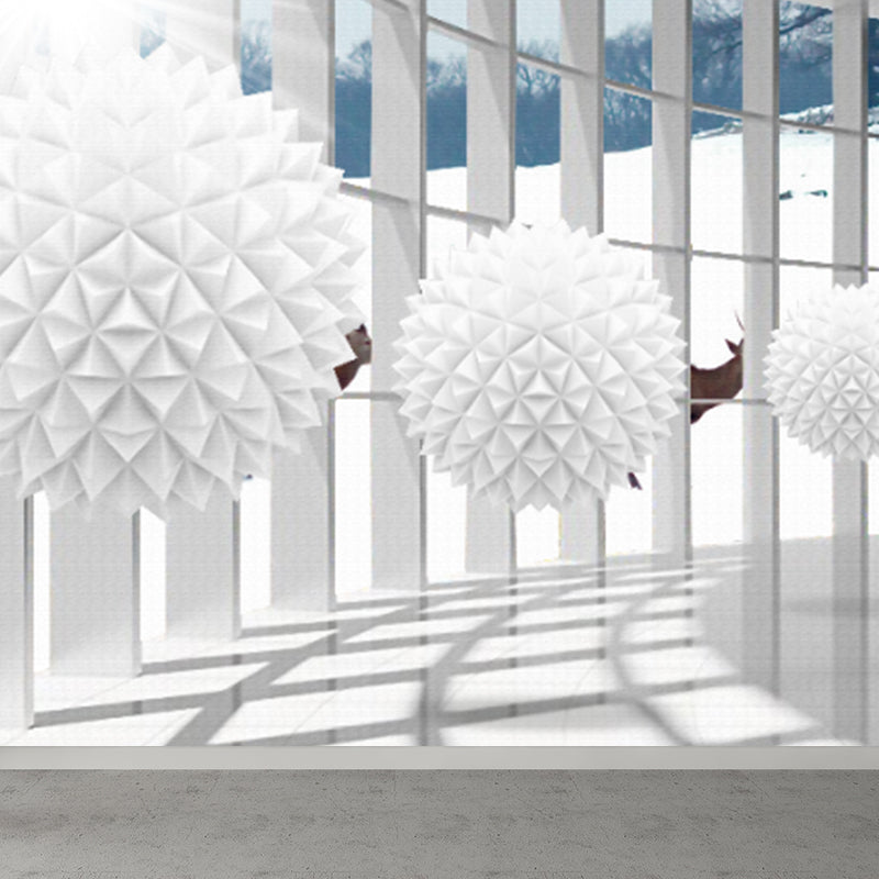 Novelty 3D Design Mural Decal Light Color Waterproofing Wall Decor for Dining Room White Clearhalo 'Wall Decor' 'Wall Mural' 1921326