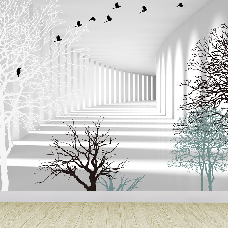 Creative Extensive Space Mural Wallpaper Soft Color Three-Dimensional Space Wall Art Grey Clearhalo 'Wall Decor' 'Wall Mural' 1921336