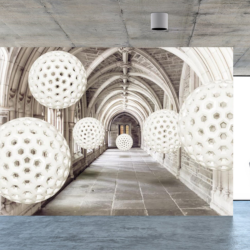 Creative Extensive Space Mural Wallpaper Soft Color Three-Dimensional Space Wall Art Beige Clearhalo 'Wall Decor' 'Wall Mural' 1921351