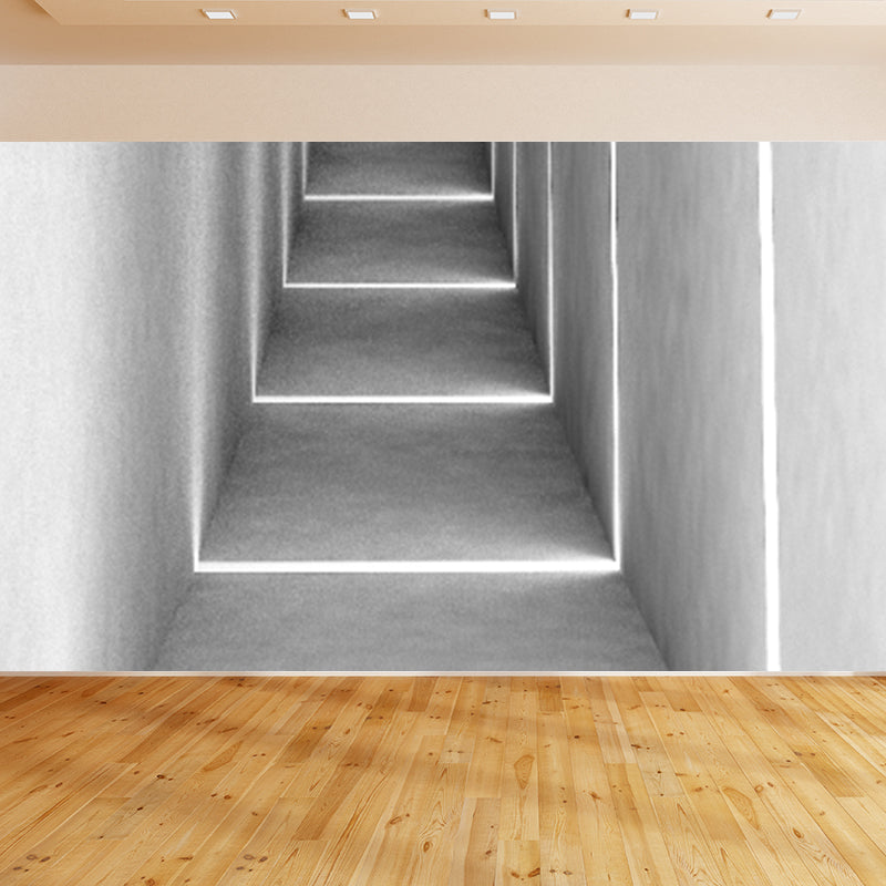 Novelty Girls Mural Wallpaper Corridor Construction Pattern Pastel Color Wall Decor Grey Clearhalo 'Wall Decor' 'Wall Mural' 1921376