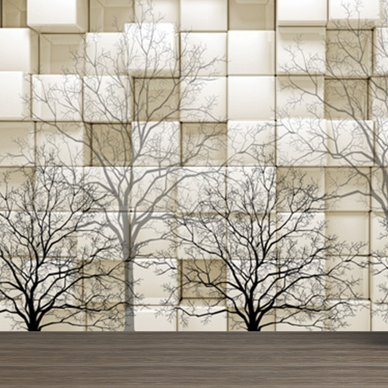 Creative 3D Effect Mural Non-Woven Stain Resistant Soft Color Wall Art for Living Room Beige Clearhalo 'Wall Decor' 'Wall Mural' 1921381