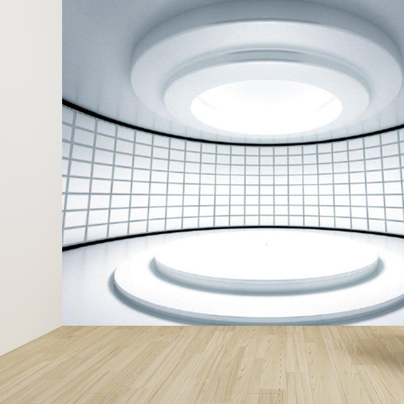 Creative 3D Effect Mural Non-Woven Stain Resistant Soft Color Wall Art for Living Room Light Gray Clearhalo 'Wall Decor' 'Wall Mural' 1921386