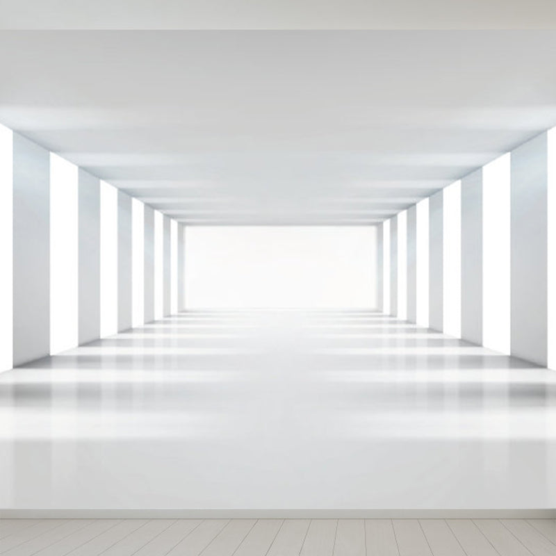 Pastel Color 3D View Mural Wallpaper for Decoration Creative Living Room Wall Art White Clearhalo 'Wall Decor' 'Wall Mural' 1921411