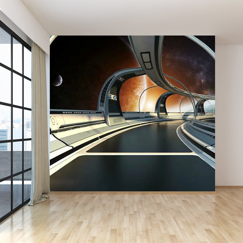 Pastel Color 3D View Mural Wallpaper for Decoration Creative Living Room Wall Art Black Clearhalo 'Wall Decor' 'Wall Mural' 1921416