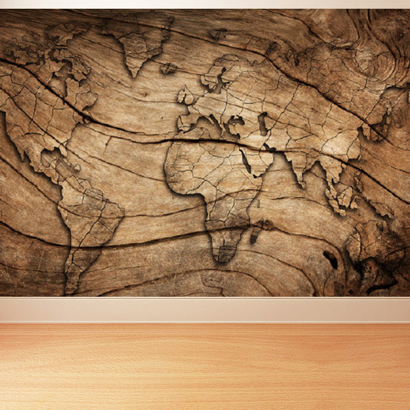 Full Size Illustration Modern Mural Wallpaper with Various World Map in Light Color Brown Clearhalo 'Wall Decor' 'Wall Mural' 1921456