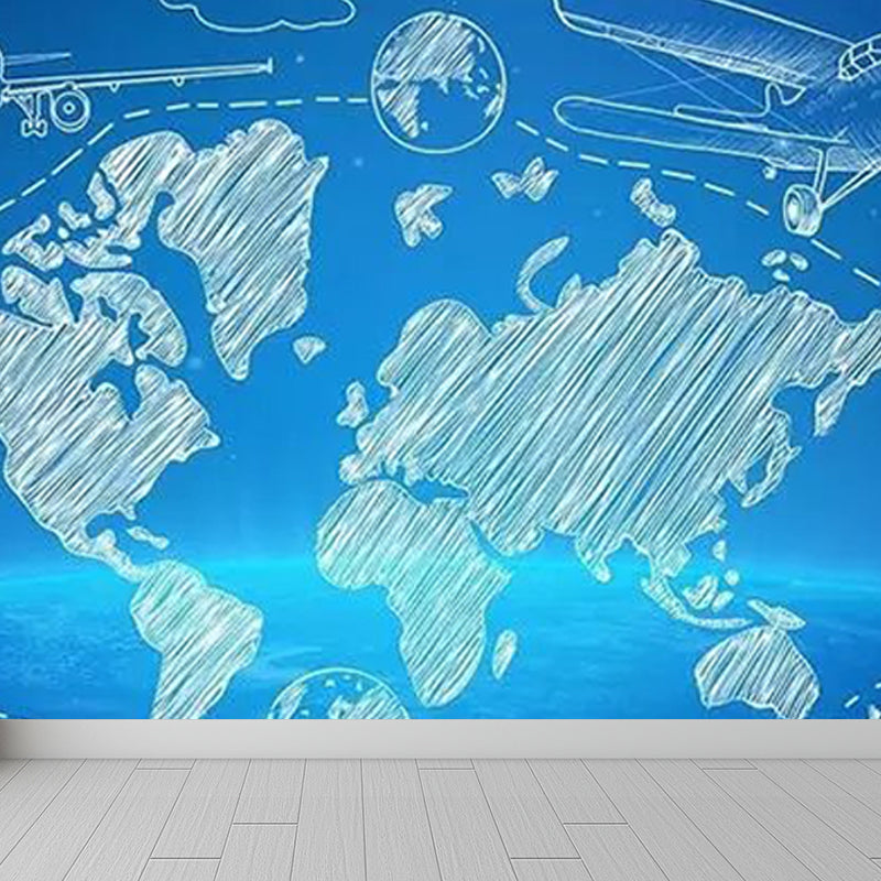 Full Size Illustration Modern Mural Wallpaper with Various World Map in Light Color Clearhalo 'Wall Decor' 'Wall Mural' 1921462