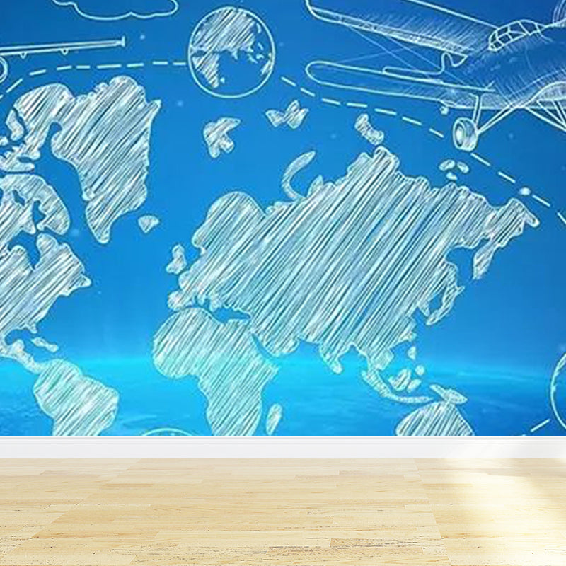 Full Size Illustration Modern Mural Wallpaper with Various World Map in Light Color Clearhalo 'Wall Decor' 'Wall Mural' 1921463