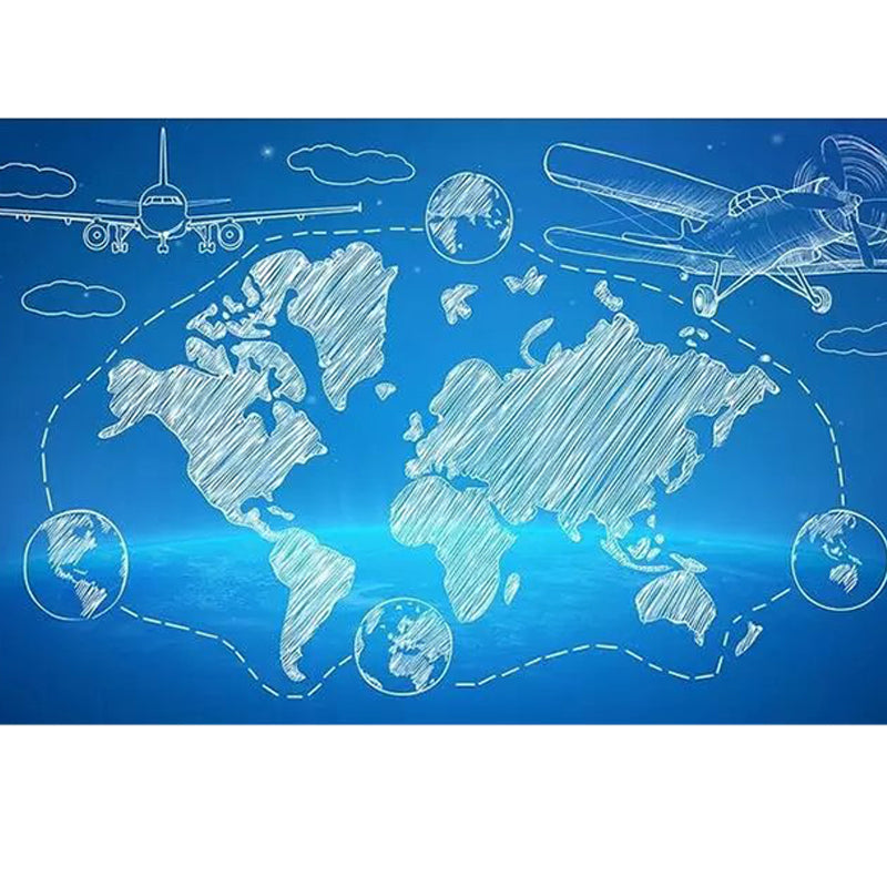 Full Size Illustration Modern Mural Wallpaper with Various World Map in Light Color Clearhalo 'Wall Decor' 'Wall Mural' 1921464