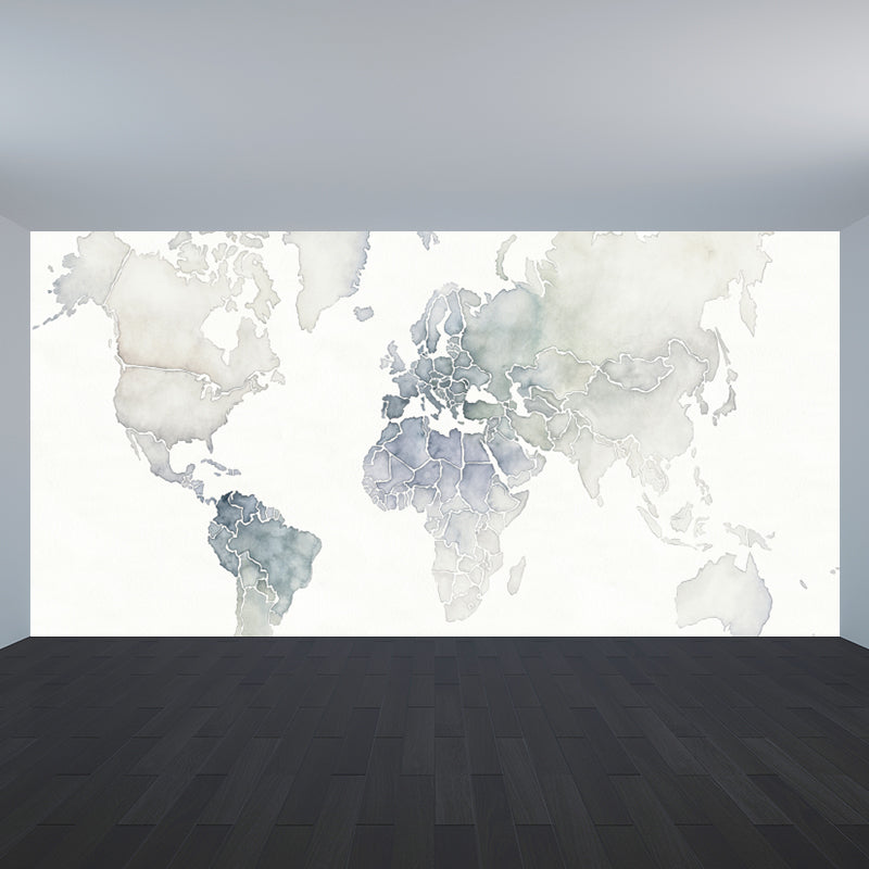 Full Size Illustration Modern Mural Wallpaper with Various World Map in Light Color Clearhalo 'Wall Decor' 'Wall Mural' 1921473