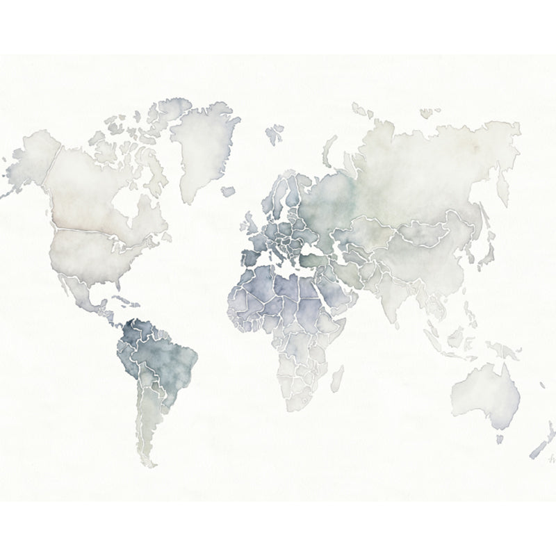 Full Size Illustration Modern Mural Wallpaper with Various World Map in Light Color Clearhalo 'Wall Decor' 'Wall Mural' 1921474