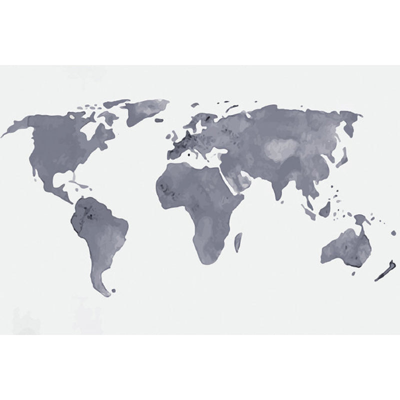 Illustration Style World Map Mural Decal for Living Room, Pastel Color, Personalized Clearhalo 'Wall Decor' 'Wall Mural' 1921489