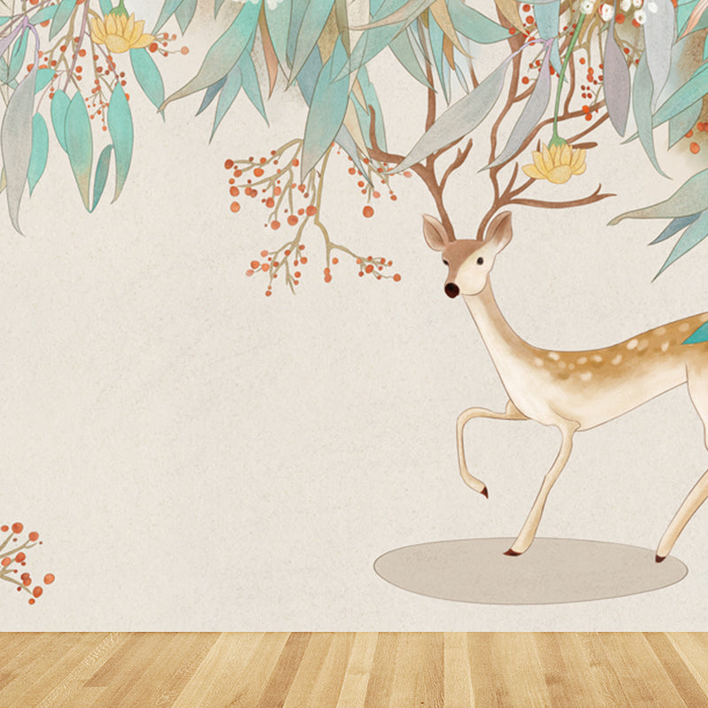 Non-Woven Decorative Wall Mural Modern Cartoon Animals Wall Covering for Living Room Clearhalo 'Wall Decor' 'Wall Mural' 1921497