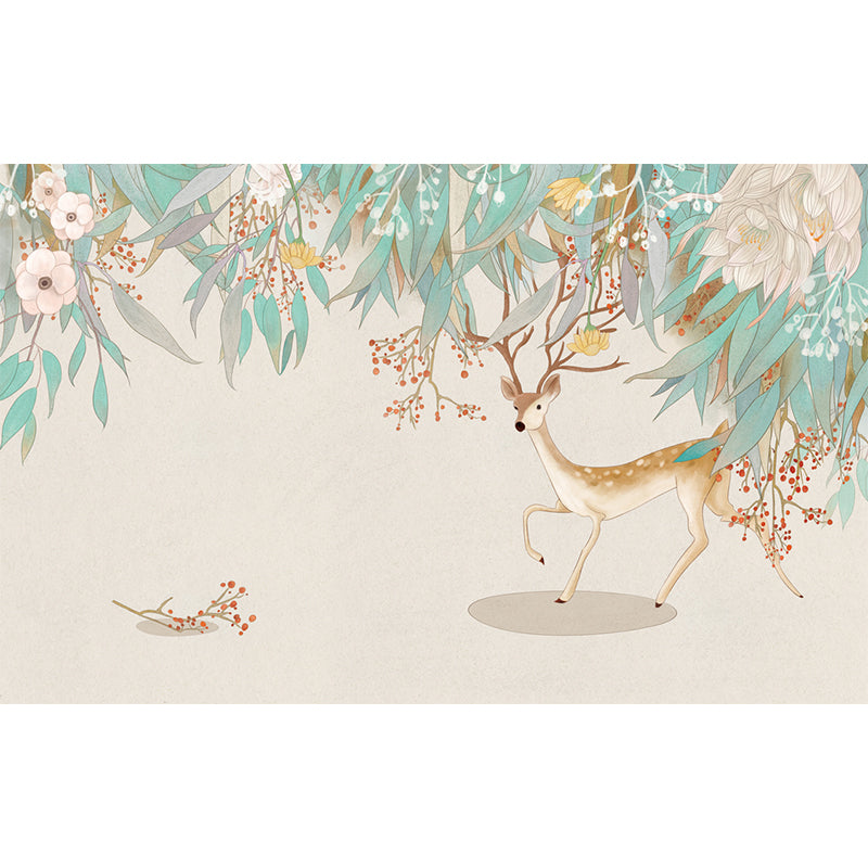 Non-Woven Decorative Wall Mural Modern Cartoon Animals Wall Covering for Living Room Clearhalo 'Wall Decor' 'Wall Mural' 1921499